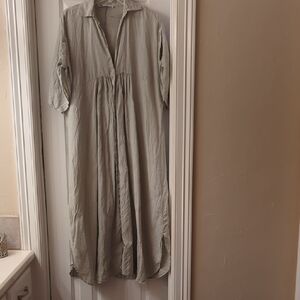 Zara Light Sage Green Button-Front Maxi Dress
